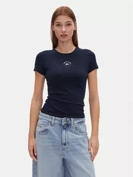 Футболка обычного кроя Tjw Slim Essential Logo 2 Tee DW0DW20316 Tommy Jeans, синий