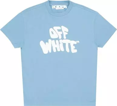 Футболка Off-White 70s Type Logo Casual Tee 'Blue/White', синий