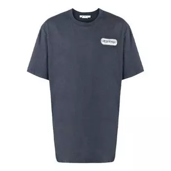 Футболка OFF-WHITE Alphabet Logo Printing Short Sleeve Loose Fit Navy Blue, мультиколор