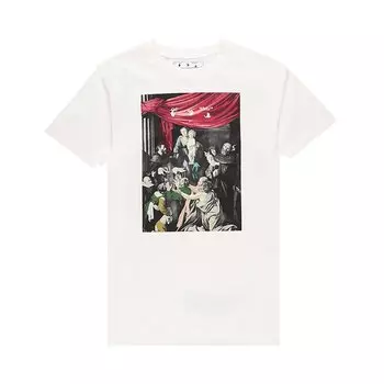 Футболка Off-White Caravaggio Paint Slim Tee 'White/Black', белый