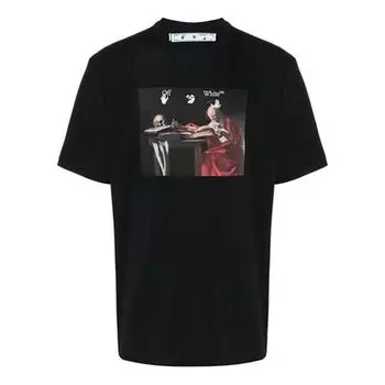 Футболка Off-White Caravaggio Short-Sleeve Over Tee 'Black/Red', черный