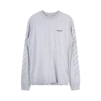 Футболка Off-White Diag Outline Skate Long-Sleeve Tee Melange Grey, серый