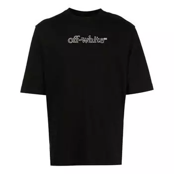 Футболка OFF-WHITE FW21 Logo Printing Round Neck Pullover Short Sleeve Loose Fit Black, мультиколор