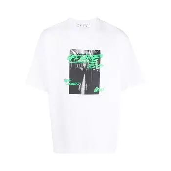 Футболка Off-White Metro Type Over Skate Short-Sleeve Tee 'White/Green', белый