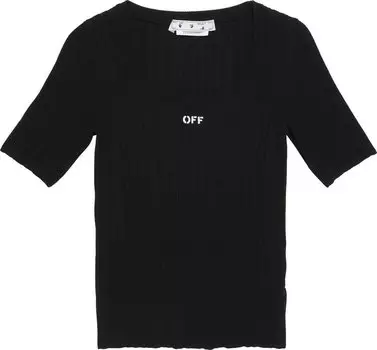 Футболка Off-White Off Stamp Rib Scoop Short-Sleeve Top 'Black/White', черный