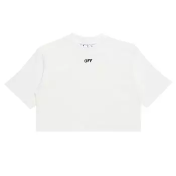 Футболка Off-White Off Stamp Ribbed Cropped Tee 'White/Black', белый
