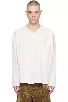 Футболка Off-White с длинным рукавом и V-образным вырезом LEMAIRE