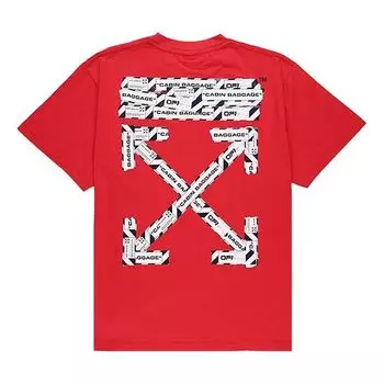 Футболка OFF-WHITE SS20 Airport Tape Print For Men Red, красный