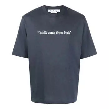Футболка OFF-WHITE SS22 Alphabet Printing Solid Color Cotton Short Sleeve Blue, мультиколор