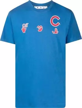 Футболка Off-White x MLB Chicago Cubs Short-Sleeve Tee 'Blue/Red', синий