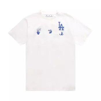 Футболка Off-White x MLB Los Angeles Dodgers кремового/синего цвета