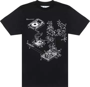 Футболка Off-White x Pioneer Sound Engineering Console T-Shirt 'Black/Brilliant Green', черный