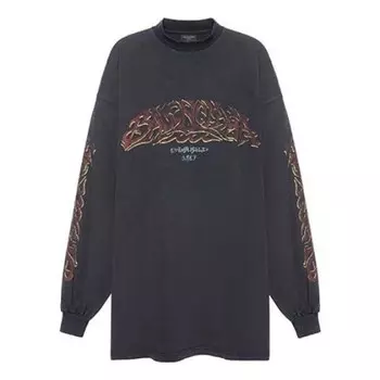 Футболка offshore long sleeve t-shirt oversized 'black faded' Balenciaga, черный