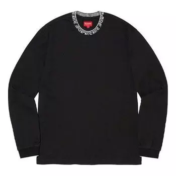 Футболка old english collar l/s t-shirt 'black white' Supreme, черный