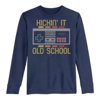 Футболка Old School с длинными рукавами и рисунком для мальчиков 8–20 лет, Nintendo NES Retro Kickin' It Licensed Character