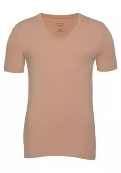 Футболка OLYMP "Casual", V-образный вырез, идеальна для ношения под ней, бежевый