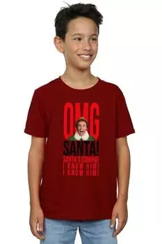 Футболка OMG Санта, я знаю его Elf, красный