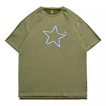 Футболка one star logo tee 'olive green' Converse, зеленый