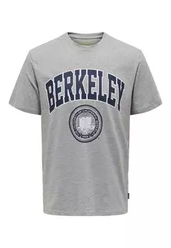 Футболка ONLY Berkeley', светло-серый