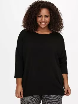 Футболка ONLY Curvy 3/4 Arm Plus Size Longsleeve Dnn CARLAMOUR, черный