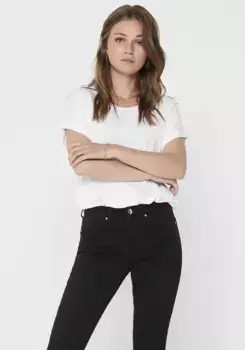 Футболка ONLY "ONLMOSTER S/S O-NECK TOP NOOS JRS", с манжетой на руке, белый