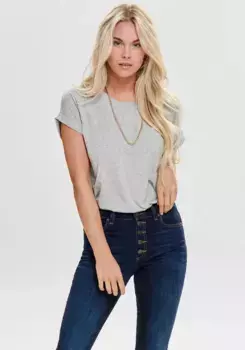 Футболка ONLY "ONLMOSTER S/S O-NECK TOP NOOS JRS", с манжетой на руке, серый