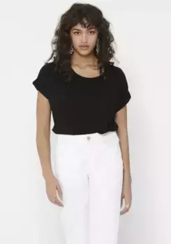 Футболка ONLY "ONLMOSTER S/S O-NECK TOP NOOS JRS", с манжетой на руке, черный