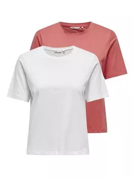Футболка Only, розовый/белый
