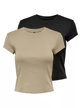 Футболка ONLY Shirt, цвет dark beige/black