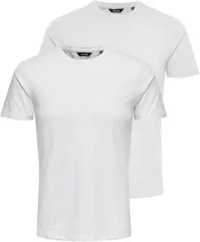 ФУТБОЛКА ONLY & SONS "BASIC LIFE SLIM O-NECK 2-PACK", белый