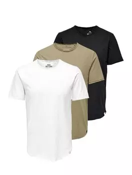 Футболка ONLY & SONS, цвет beige/schwarz/wei