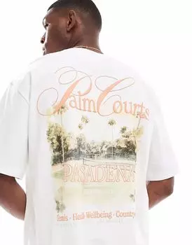 Футболка ONLY & SONS свободного кроя с принтом на спине в белом цвете