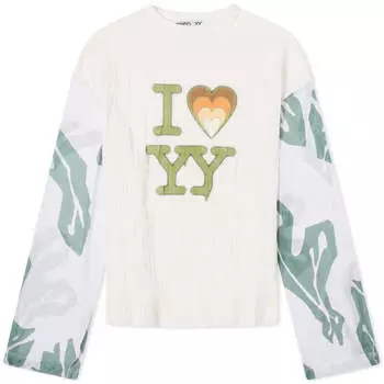 Футболка Open Yy I Love Yy Mesh Sleeve, белый