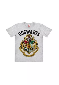 Футболка Органические Дети Гарри Поттер - Логотип Хогвартса LOGOSHIRT, цвет Grey Melange