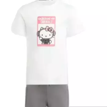 Футболка оригинальные x hello kitty короткие Футболка комплект азиатские размеры Adidas, белый