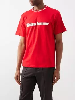 Футболка original с принтом sorbonne из органического хлопка Wales Bonner, красный