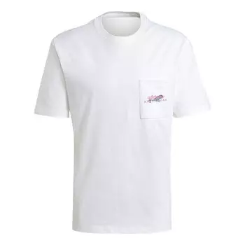 Футболка originals adv pkt logo teeee sports round neck short sleeve white Adidas, белый