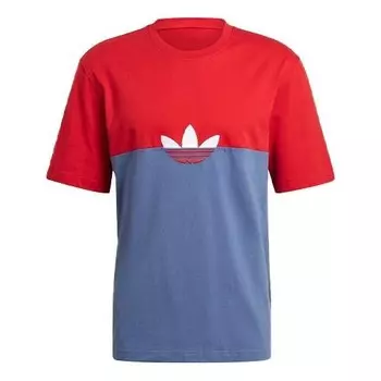 Футболка originals embroidered logo contrasting colors round neck short sleeve blue red Adidas, красный