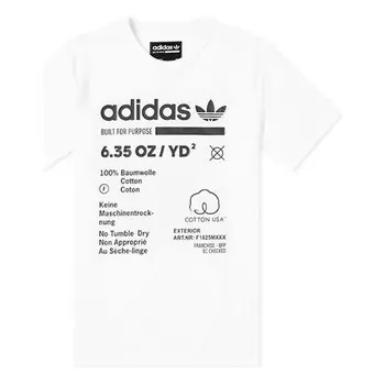 Футболка оригиналы алфавитный принт круглый вырез короткий рукав Adidas, белый