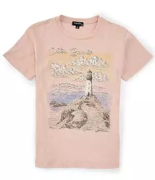 Футболка OuterBanks Originality Big Girls с короткими рукавами и акварельным рисунком для девочек 7–16 лет, оранжевый