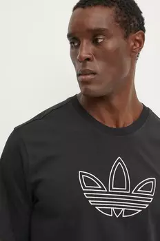Футболка Outline Tee из хлопка adidas Originals, черный