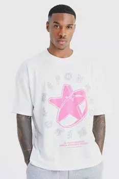 Футболка oversize homme y2k с удлиненным вырезом Boohoo, белый