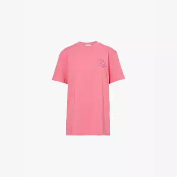 Футболка oversize из органического хлопка с принтом логотипа Adanola, розовый