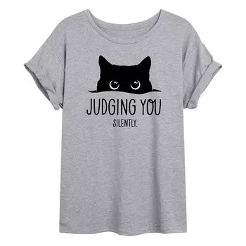 Футболка Oversize Junior's Judgeing You Cat Licensed Character, серый