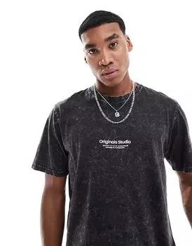 Футболка oversize originals с логотипом на груди, цвет: черный Jack & Jones