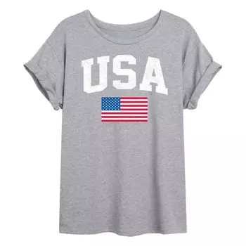 Футболка oversize с флагом США для подростков Unbranded, серый