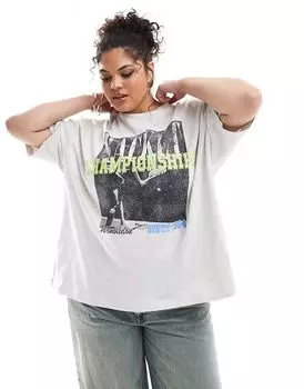 Футболка oversize с графикой чемпионата по теннису в цвете ice marl ASOS