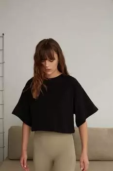 Футболка Oversize с круглым вырезом Черная VATKALI, черный