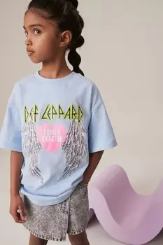 Футболка oversize с лицензией def leppard band из 100% хлопка (3 16 лет) Next, синий