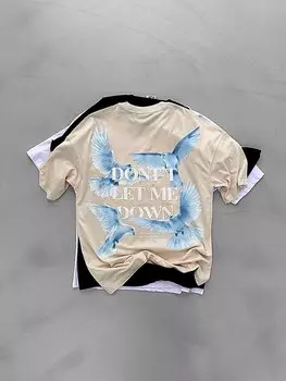 Футболка Oversize с принтом Кремовая ablukaonline